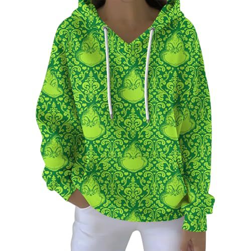Women's Plaid Christmas Grinch Print Hoodie
