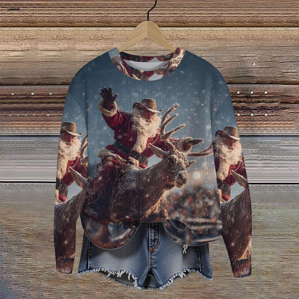 Women's Leaf Snowflake Forest Tree Print Crewneck Sweatshirt