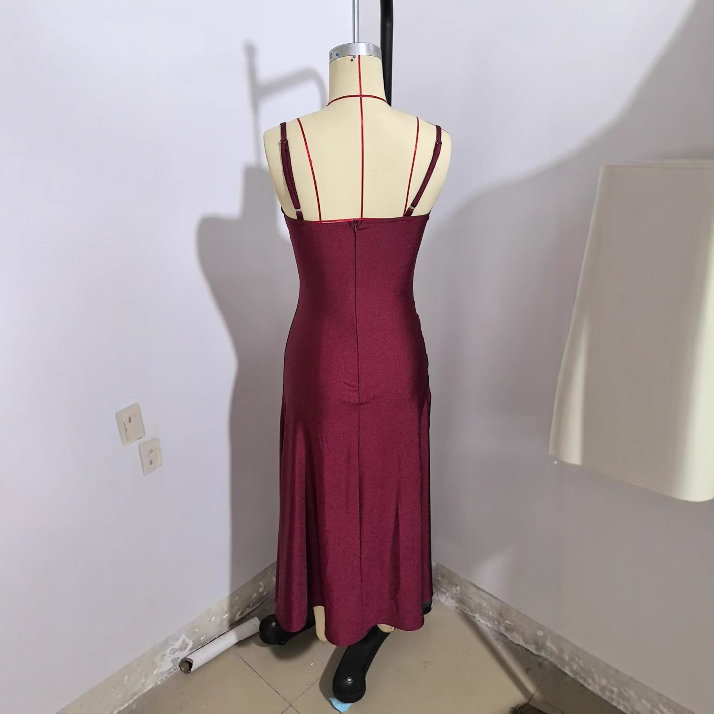 Women's Sleeveless Split Back Zip Midi Dress