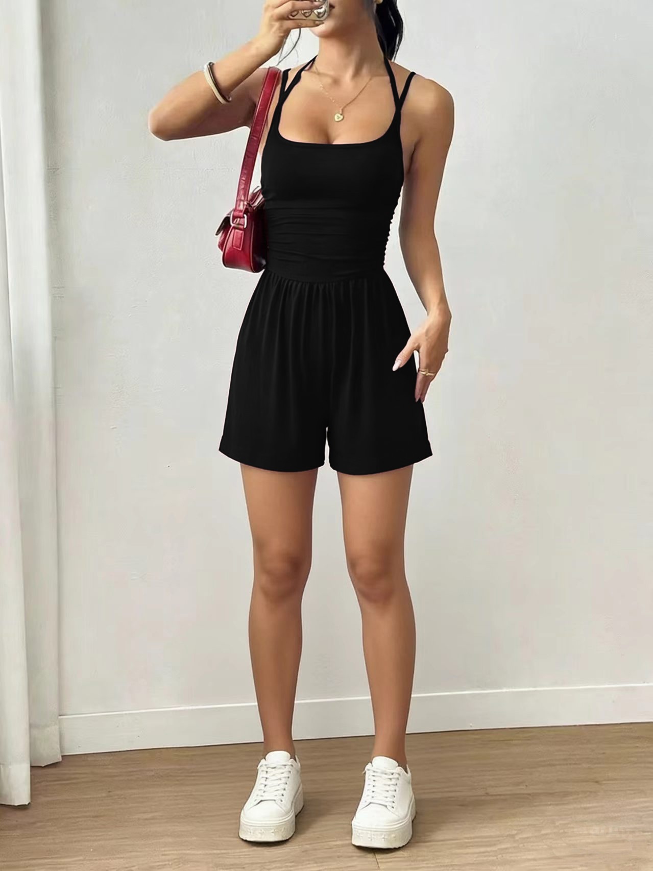 Women's Solid Sleeveless High-Waist Cami Bodysuit