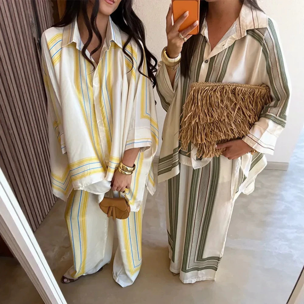 Striped Sun Protection Shirt Set