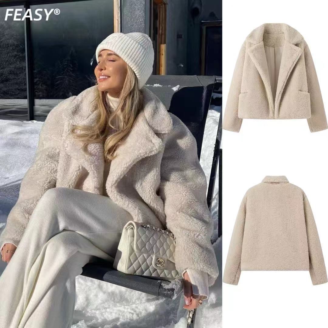 Women's Street Style Lapel Fuzzy Coat