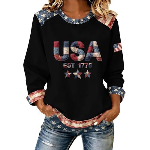 Women's USA Flag Star Print Sweatshirt