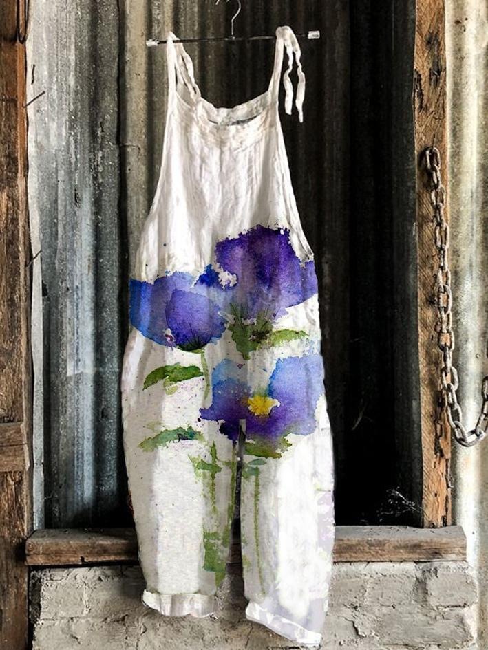 Sweet Floral Print Wide-Leg Jumpsuit
