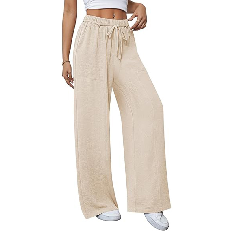 Women's High-Waist Drawstring Wide-Leg Straight Pants