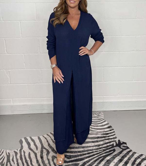 Women's Split Long Top and Pants Set