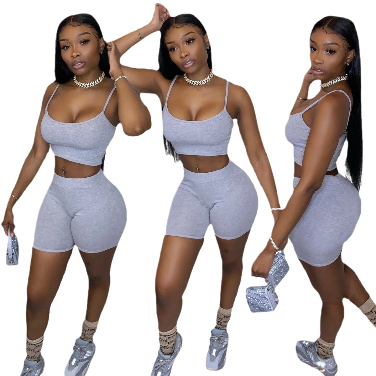 Women's Sleeveless Patchwork Two-Piece Pants Set Casual