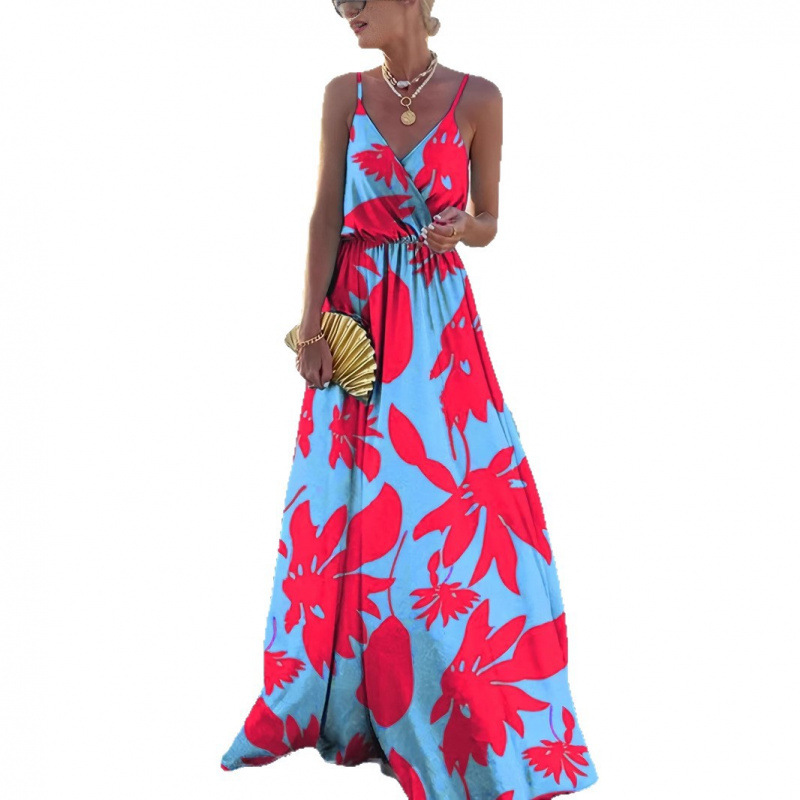 Deep V French Style High Waist Midi Dress