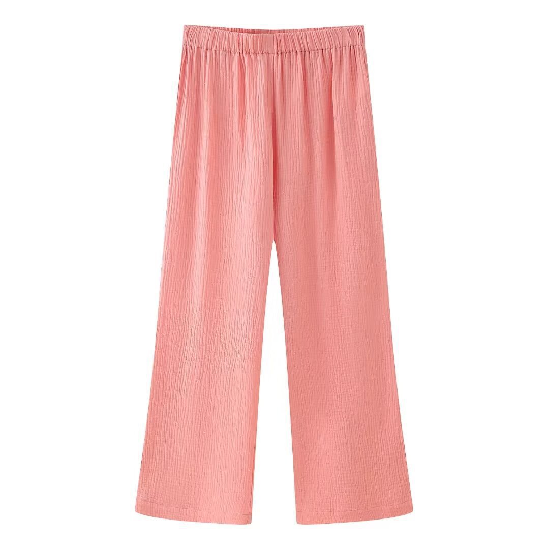Women's Relaxed Chiffon Top and Straight-Leg Pants Set
