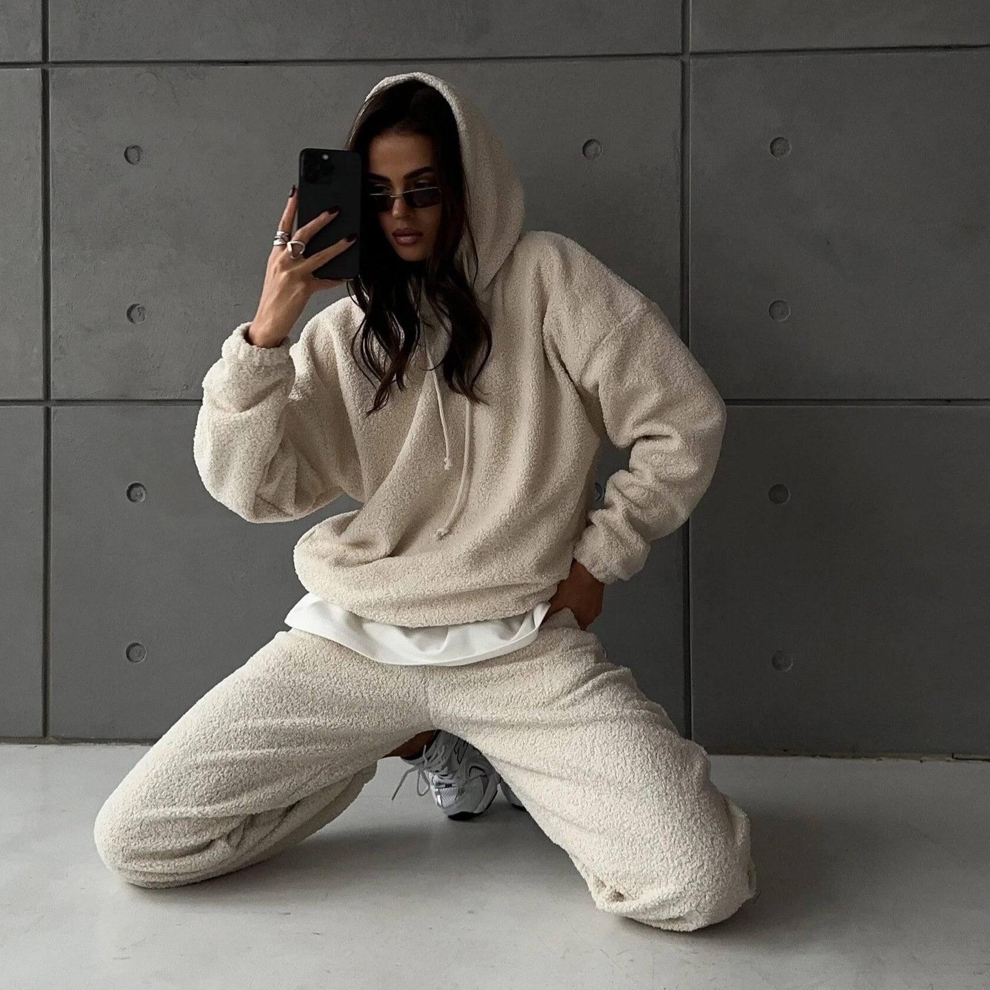 Women's Fleece Zip Pullover Hoodie and Pants Set
