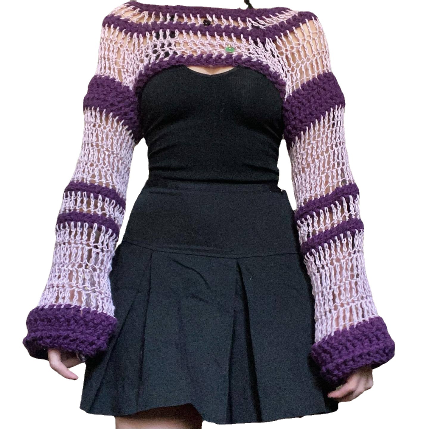 Women's Sexy Colorblock Cropped Knit Sweater