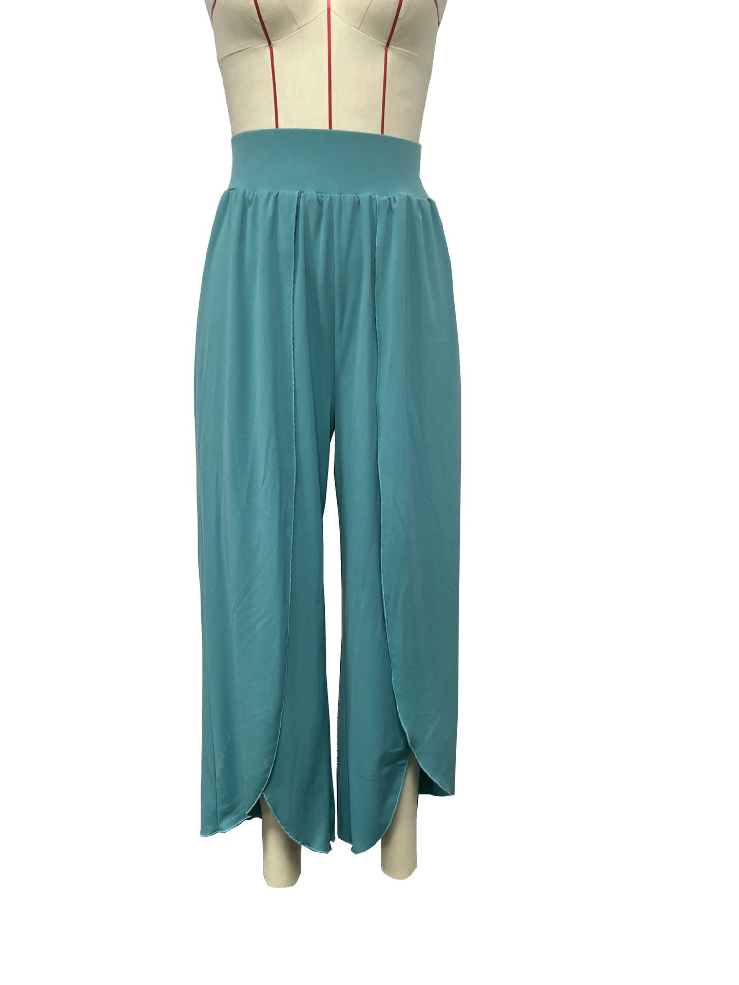 High-Waist Wide-Leg Yoga Pants with High Slit