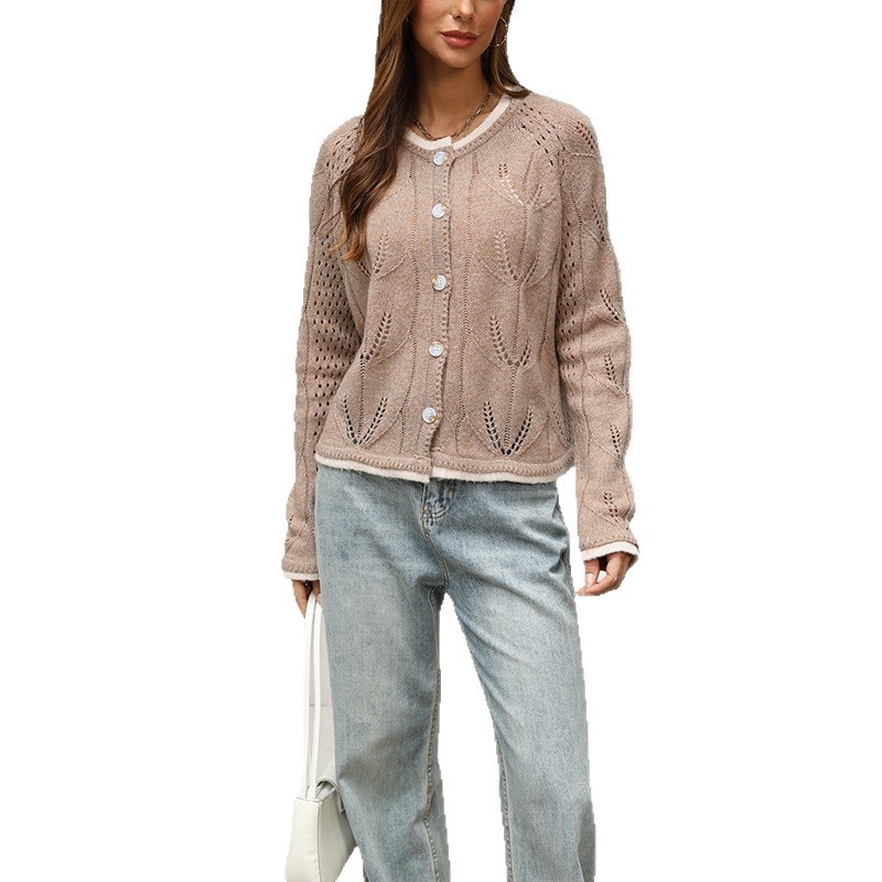 Women's Cropped Button-Front Knit Cardigan Sweater