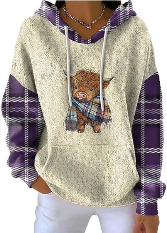 Women's Bull Head Animal Print Casual Hoodie