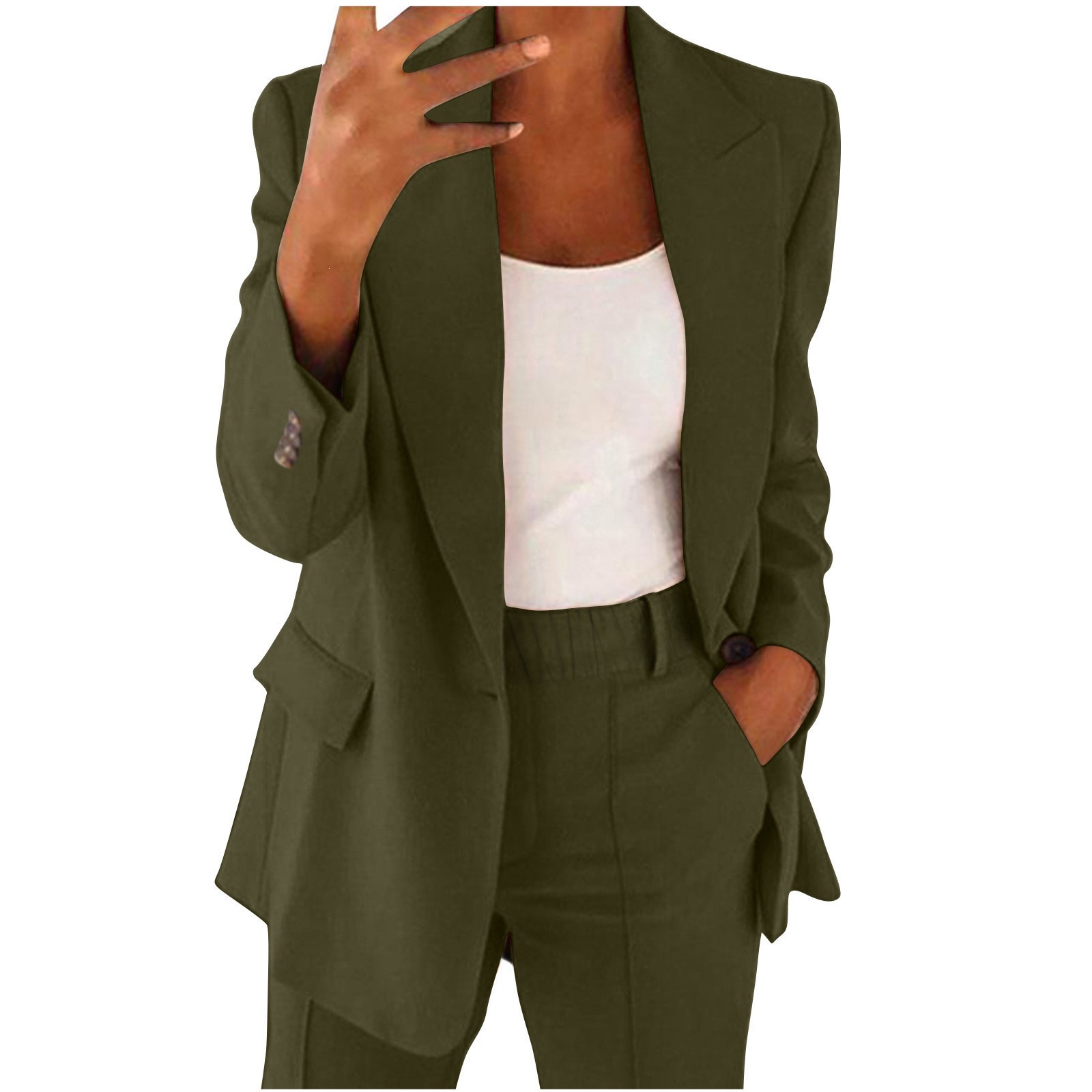 2026 New Cross-Border European & American Fall/Winter Women's Commuter Suit Set – Elegant Long-Sleeve Blazer and Pants Two-Piece Set for Women