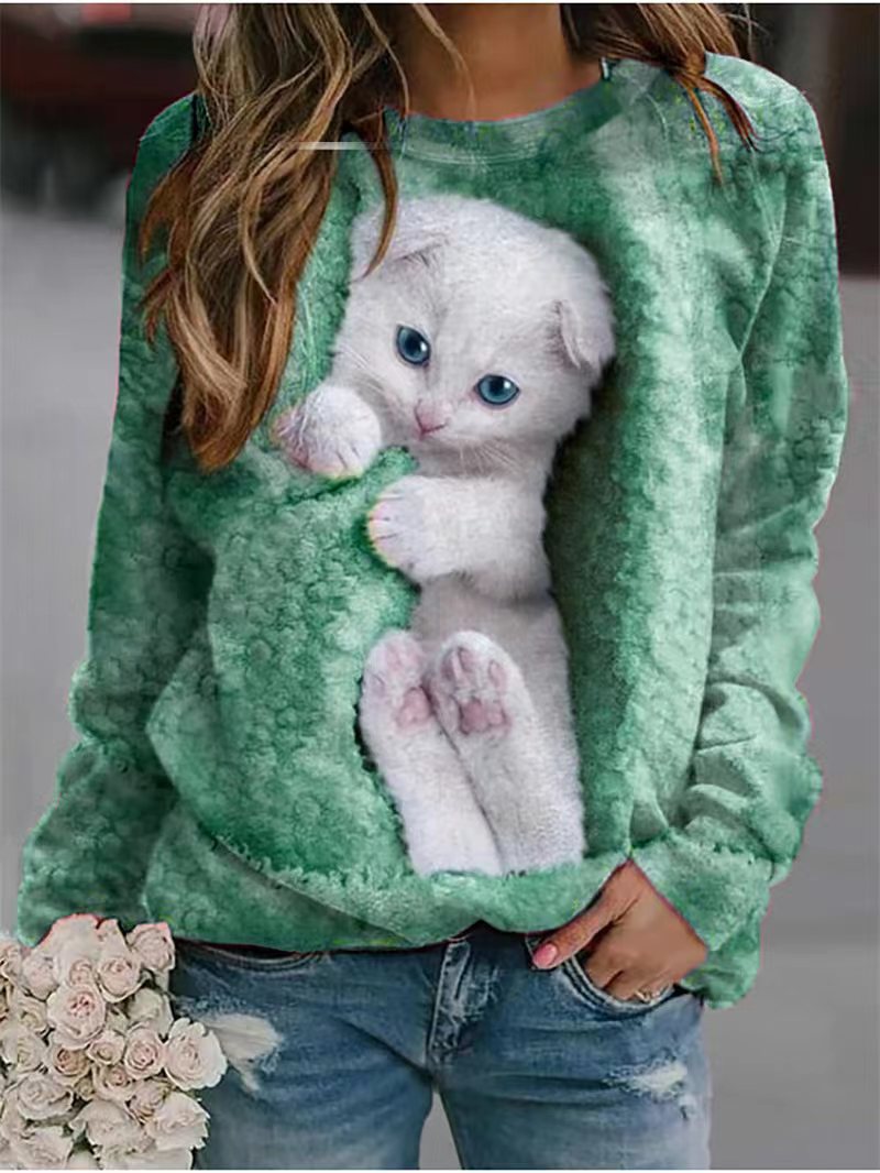 Animal Print Long-Sleeve Crewneck Sweatshirt