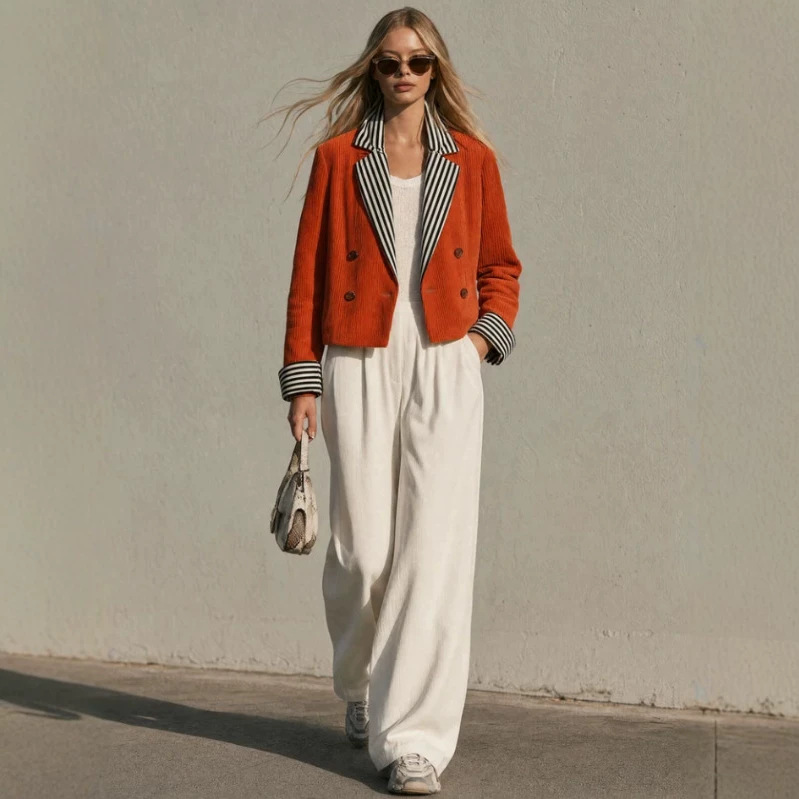 Retro Color-Block Orange Jacket