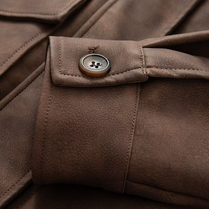 Women's Vintage Faux Suede Jacket Oversized Lapel Zip-Up