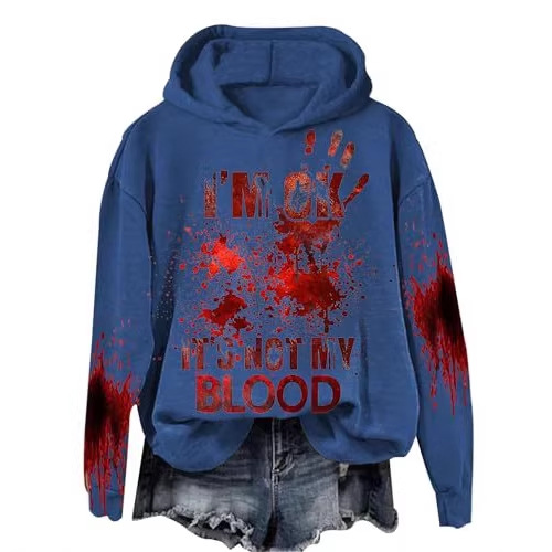 Women's Blood Stain Letter Print Casual Hoodie