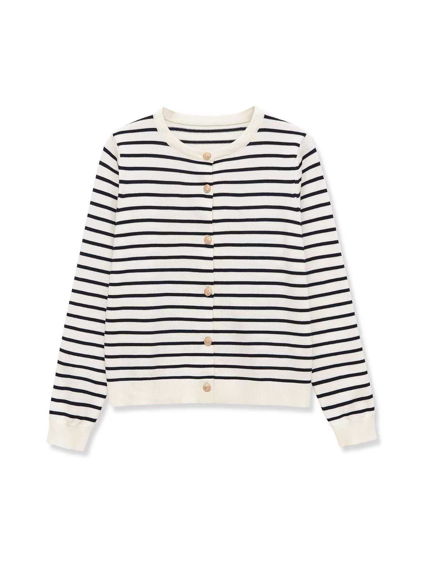 Striped Knit Cardigan Sweater Button Front Long Sleeve