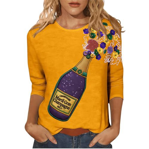 Women's Wine Bottle Ribbon Polka Dot Bouquet Print Crewneck Sweatshirt