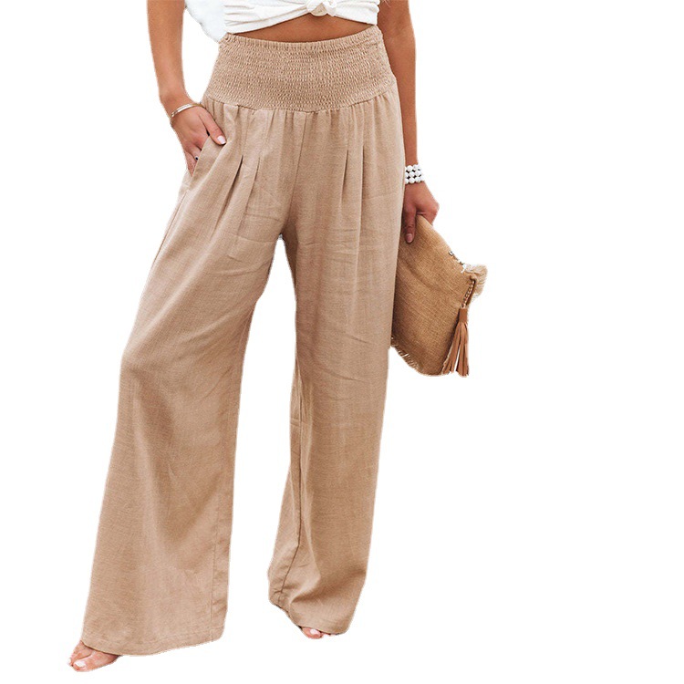 Women's Wide-Leg Cotton-Linen Blend Casual Pants