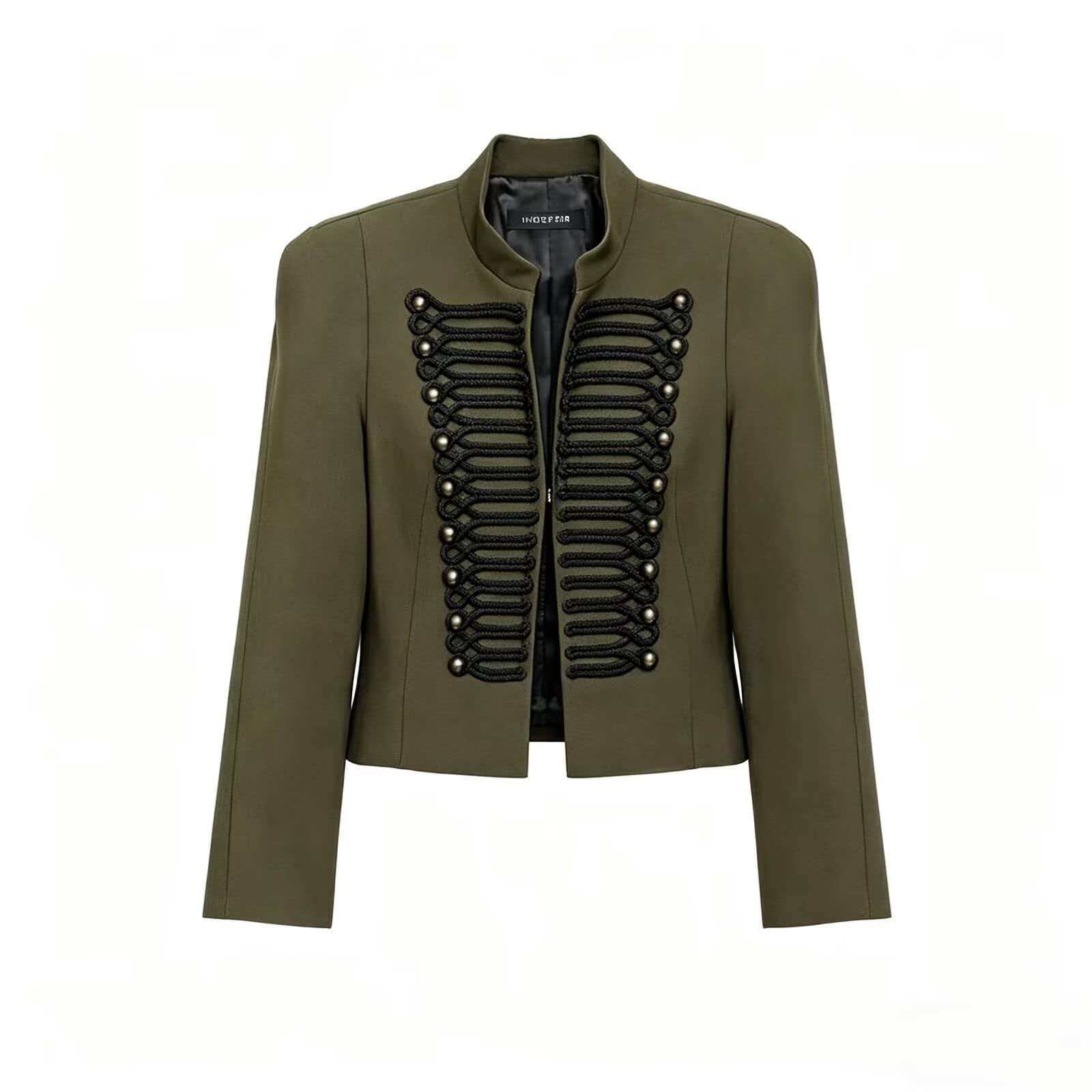 Women's Stand Collar Spliced Button Jacket