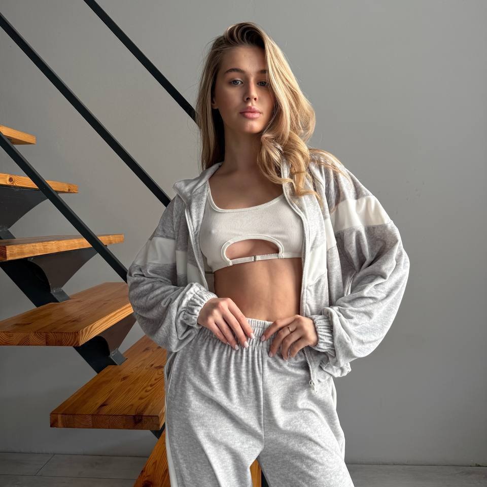 Velvet Colorblock Zip Cardigan & Pants Set