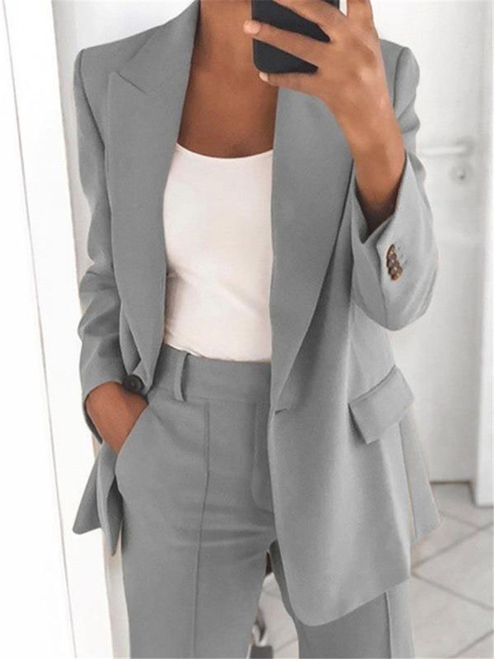2026 New Cross-Border European & American Fall/Winter Women's Commuter Suit Set – Elegant Long-Sleeve Blazer and Pants Two-Piece Set for Women