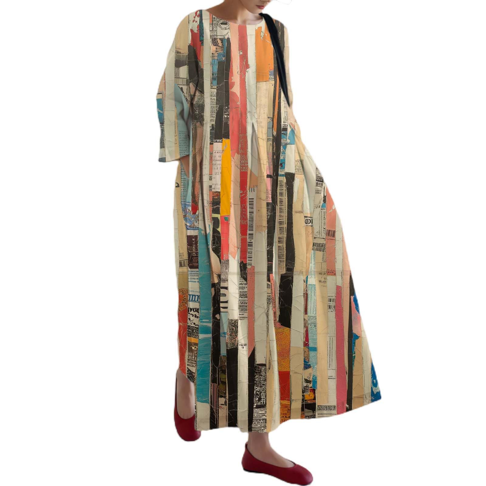 Women's Floral Print Casual A-Line Midi Dress