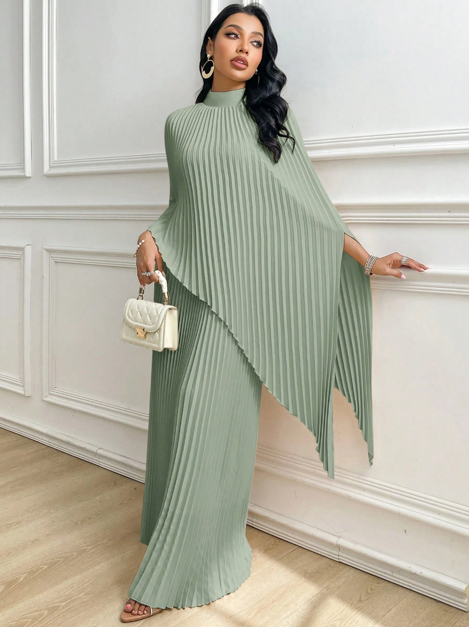 Women's Loose Pleated Irregular Two-Piece Dress Set