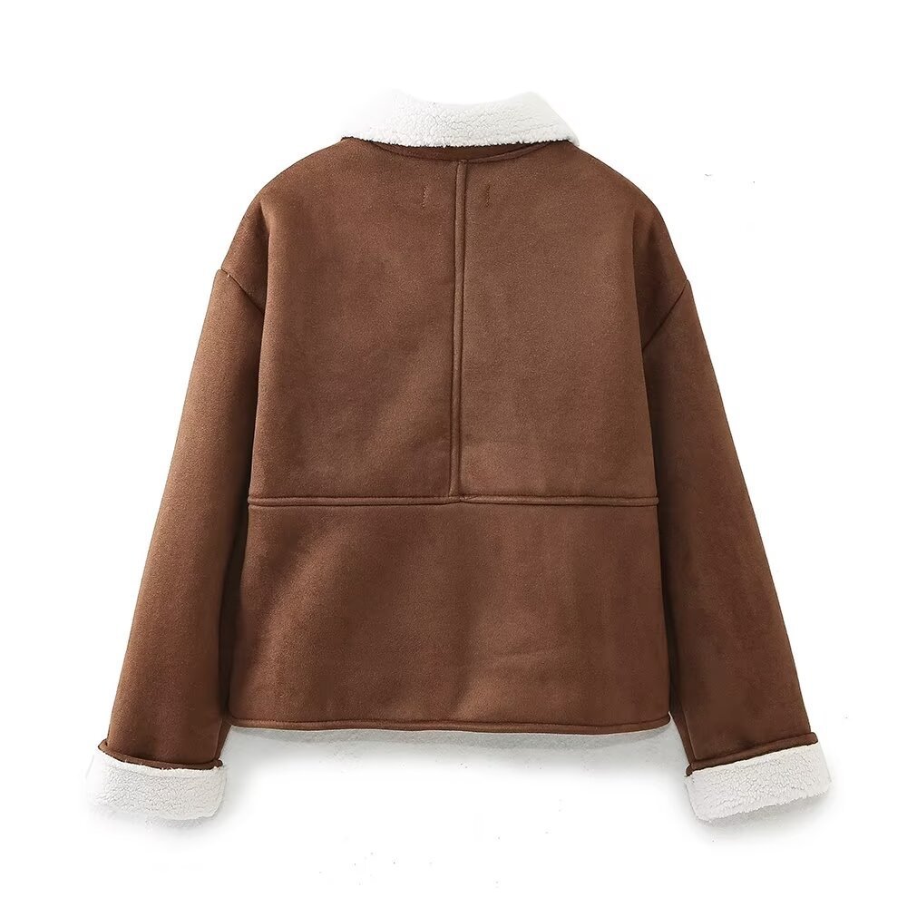 Women's Street Style Double-Sided Jacket with Patch Pockets
