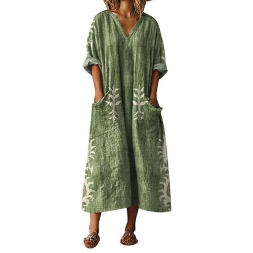 Women's V-Neck Boho A-Line Midi Dress