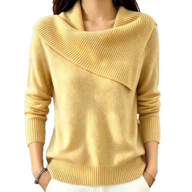 Women's Retro Collared Knit Sweater Loose Fit Pullover