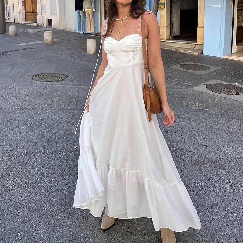 Women's Solid Color High-Waist Sleeveless Maxi Dress