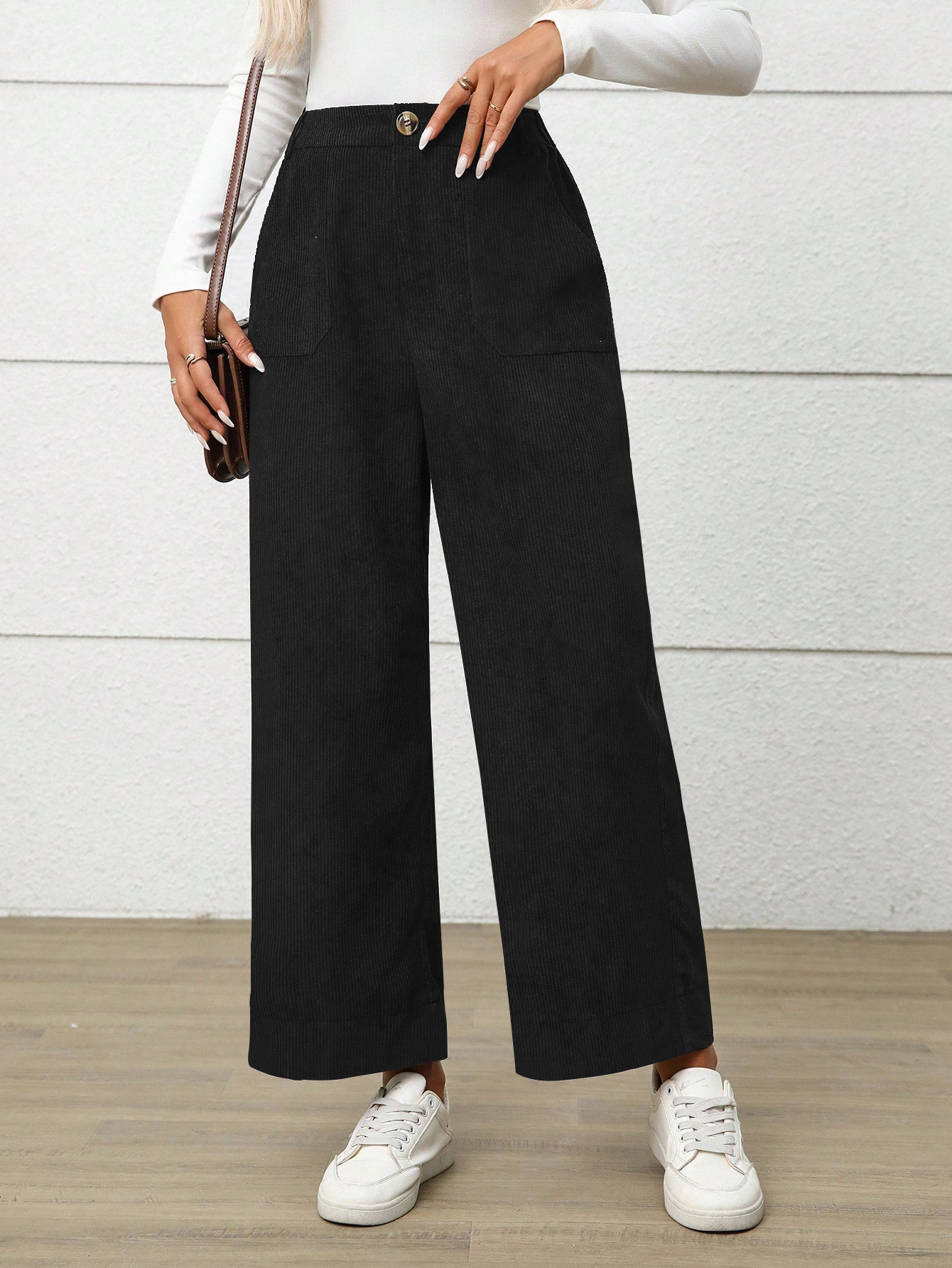 Corduroy Straight-Leg Casual Pants for Women