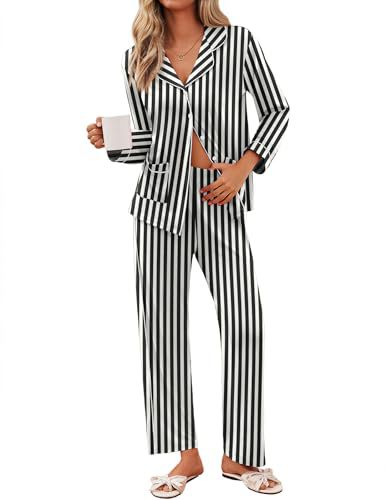 Women's Cuban Collar Plaid Skull Print Long Sleeve Top Set