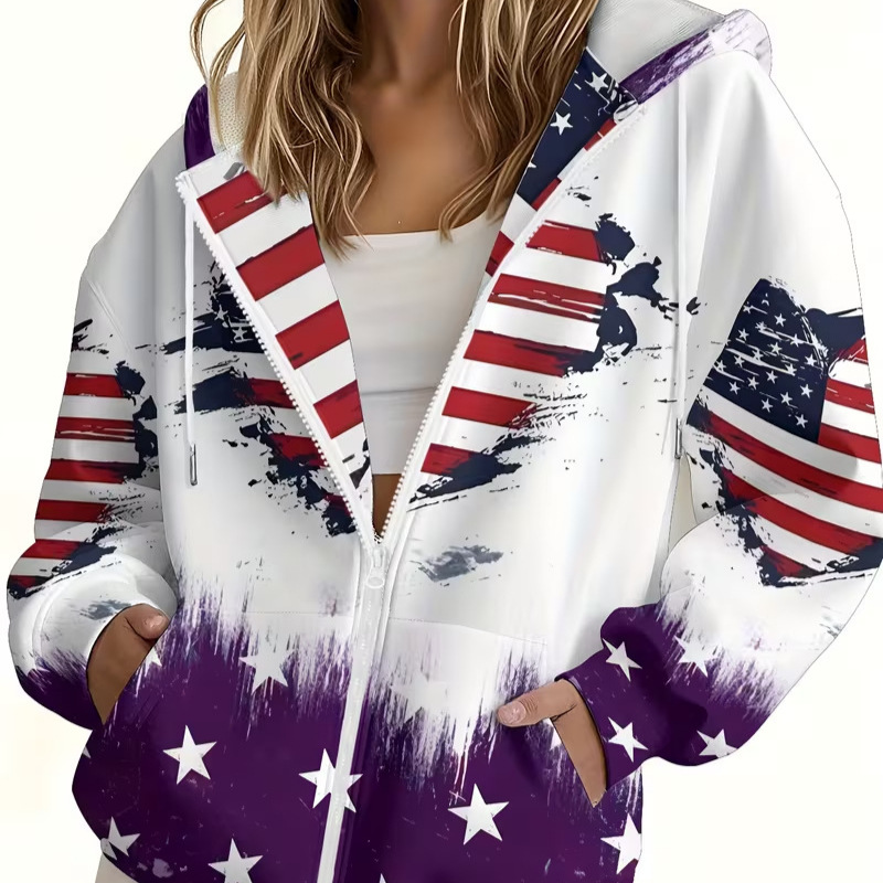 Women's USA Stars & Stripes Zip-Up Hoodie