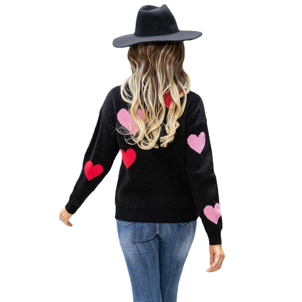 Heart Crewneck Knit Pullover Sweater