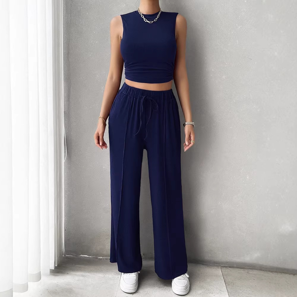 Women's Sleeveless Vest and Casual Pants Y2K Two-Piece Set