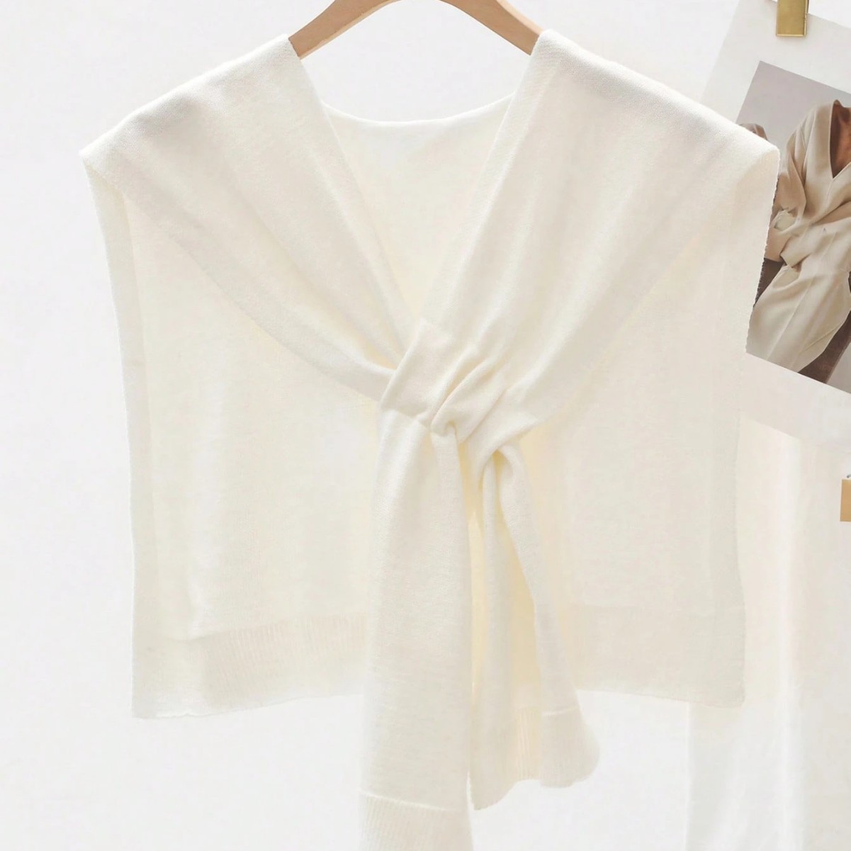 Women's Solid Knit Cross-Over Shoulder Wrap