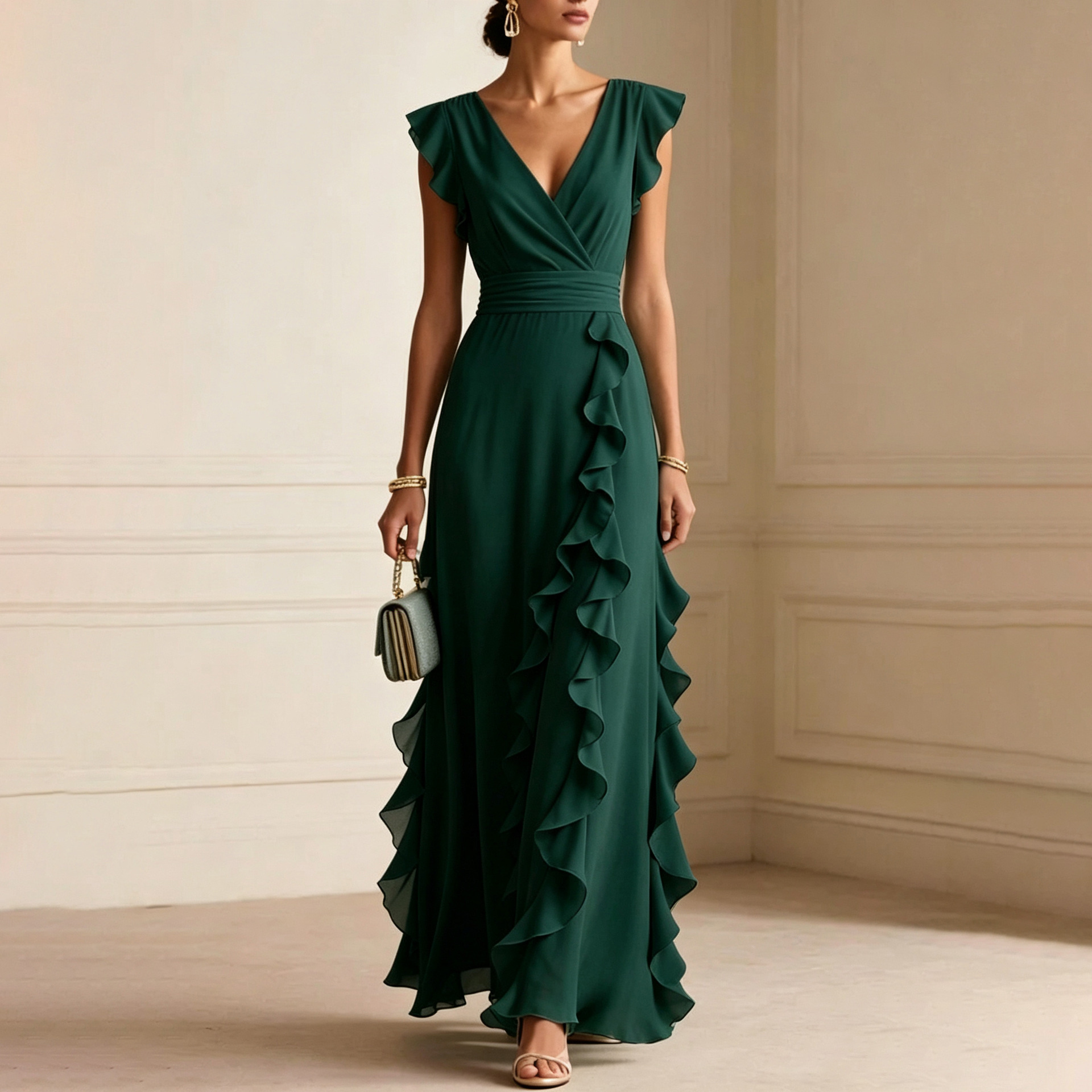 Women's Light Luxury French Style Solid Color Slim Fit Dress