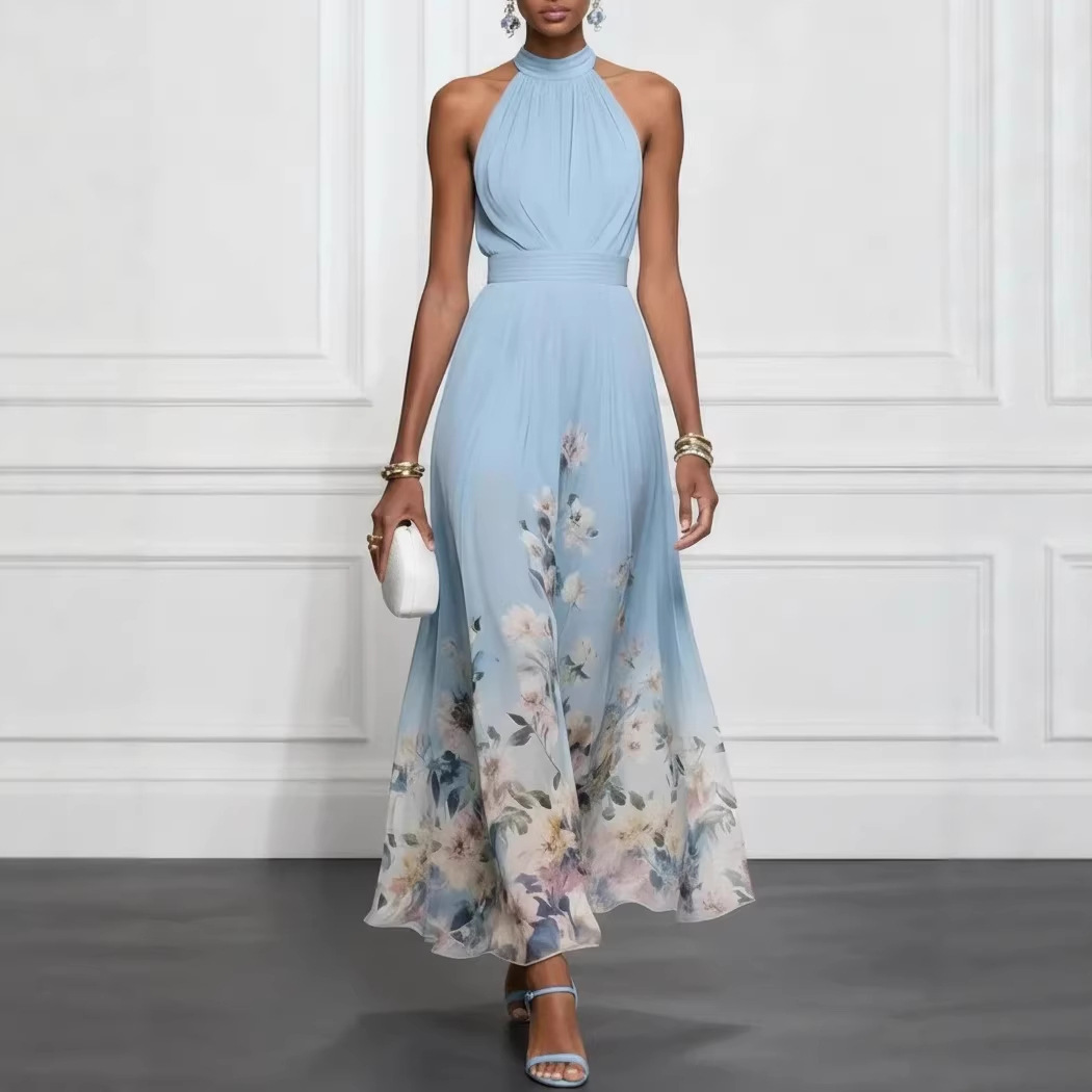 V-Neck Waist-Cinching Ruffle Midi Dress
