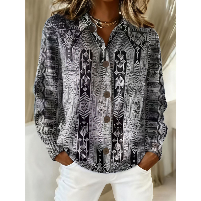 Women's Collared Button-Front Cardigan Sweater, Solid 3D Print Knit, Loose Fit