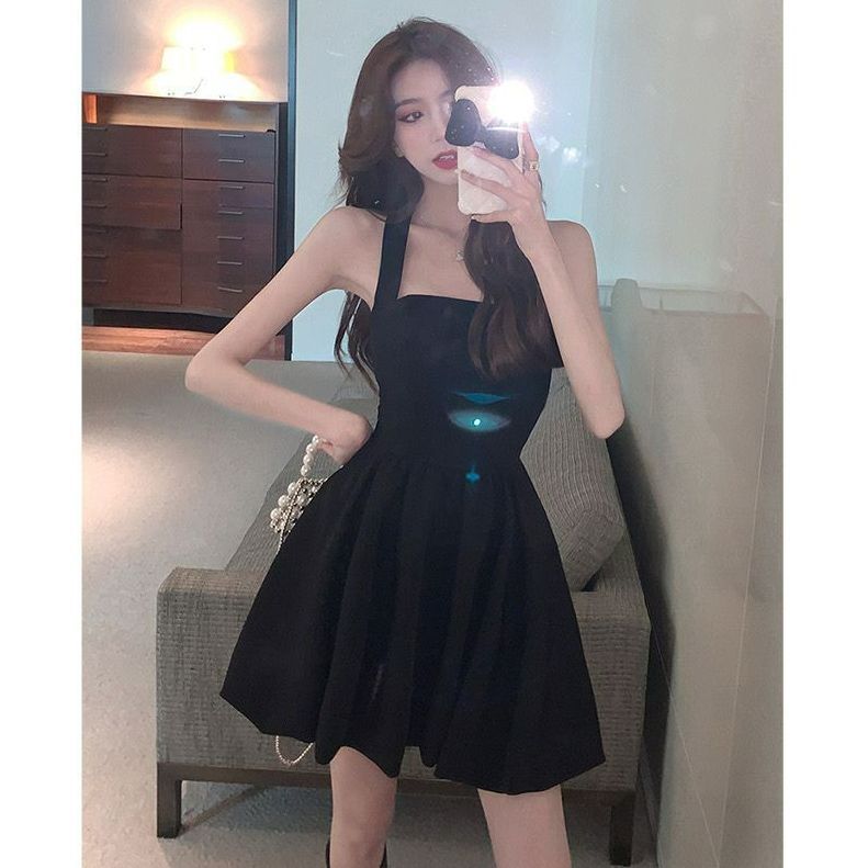 Women's Halter A-Line Mini Dress with Lining, Slimming Waist