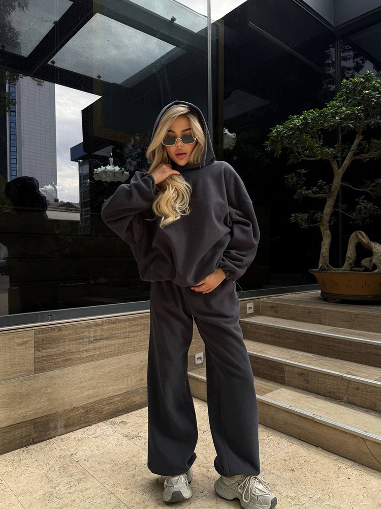 Women's Fleece Hoodie and Wide-Leg Pants Set