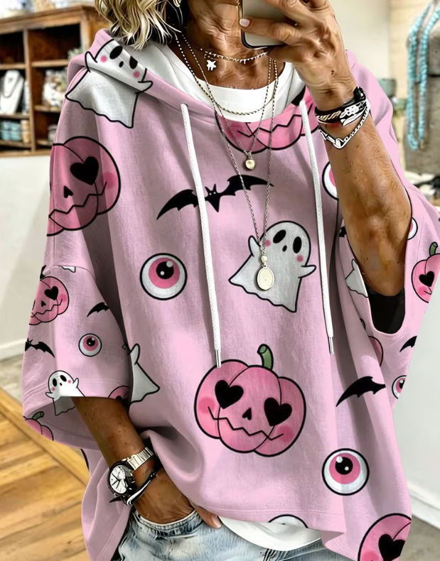 Women's Halloween Skull Pumpkin Print Casual Sweatshirt