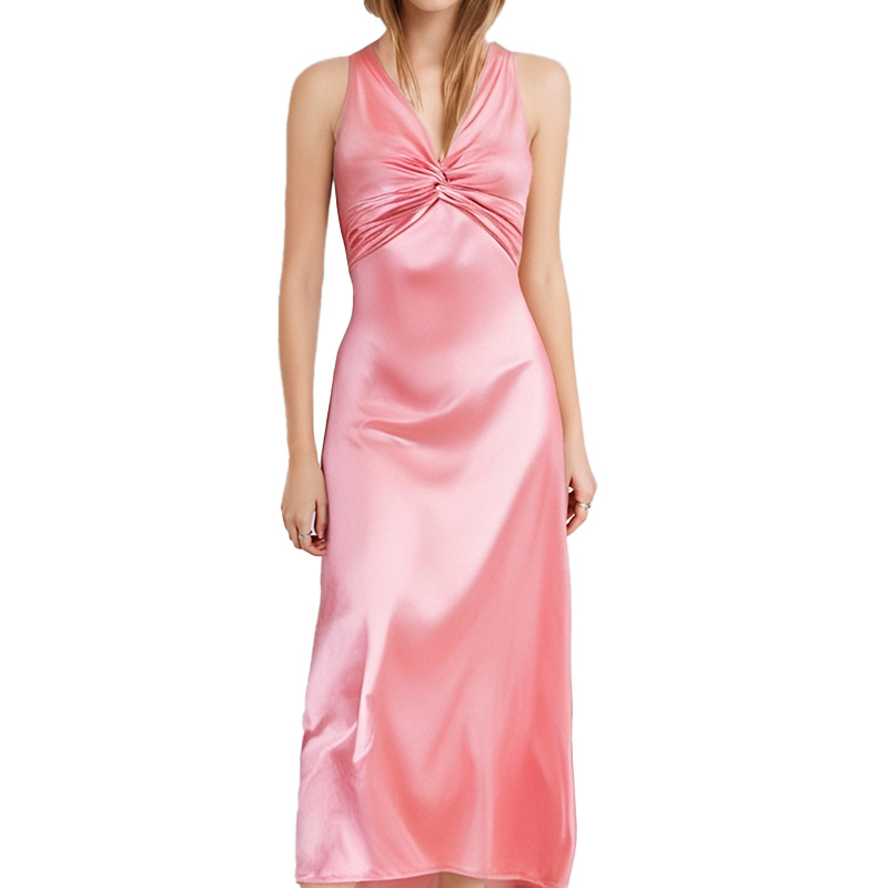 Women's V-Neck Ruched Bodycon Long Dress