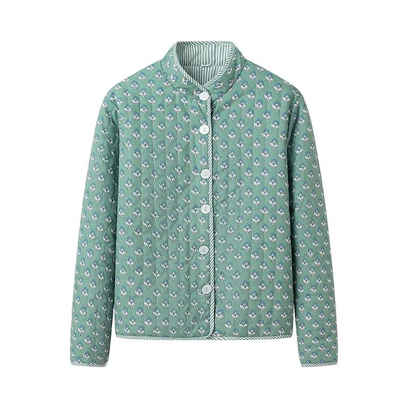 Women's Reversible Printed Cotton Padded Jacket Streetwear