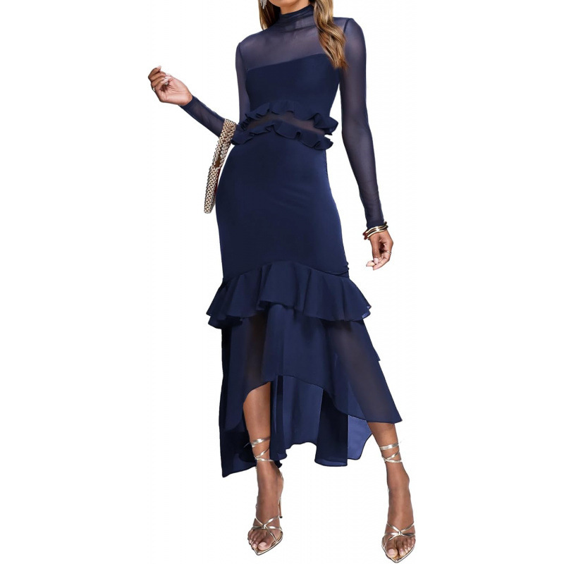 Ruched Slim-Fit Long-Sleeve Midi Dress